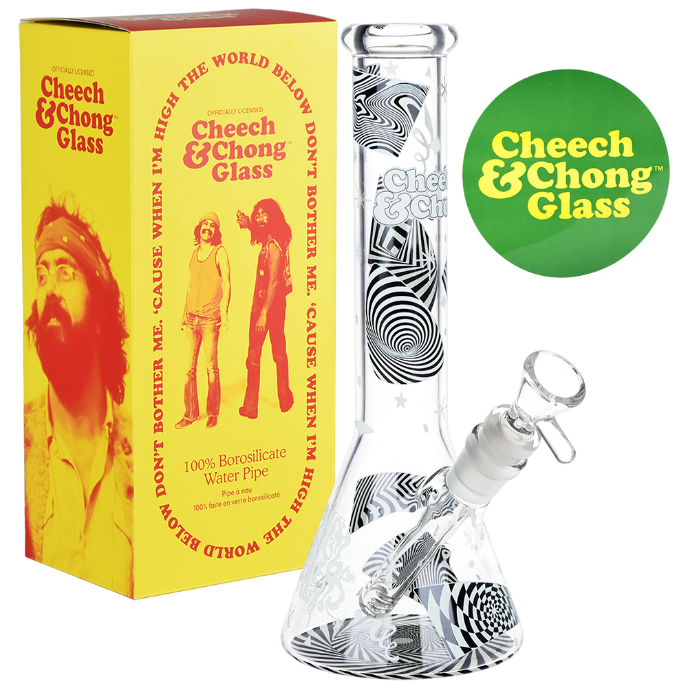 Cheech & Chong Glass Beaker Bong | Optical Illusion Glow Set View