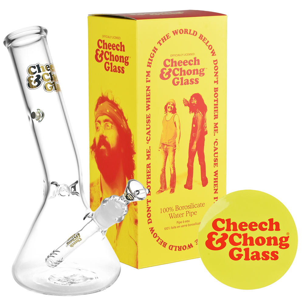 Cheech & Chong Glass Beaker Bong | Basketball Jones Chillax | Clear Set