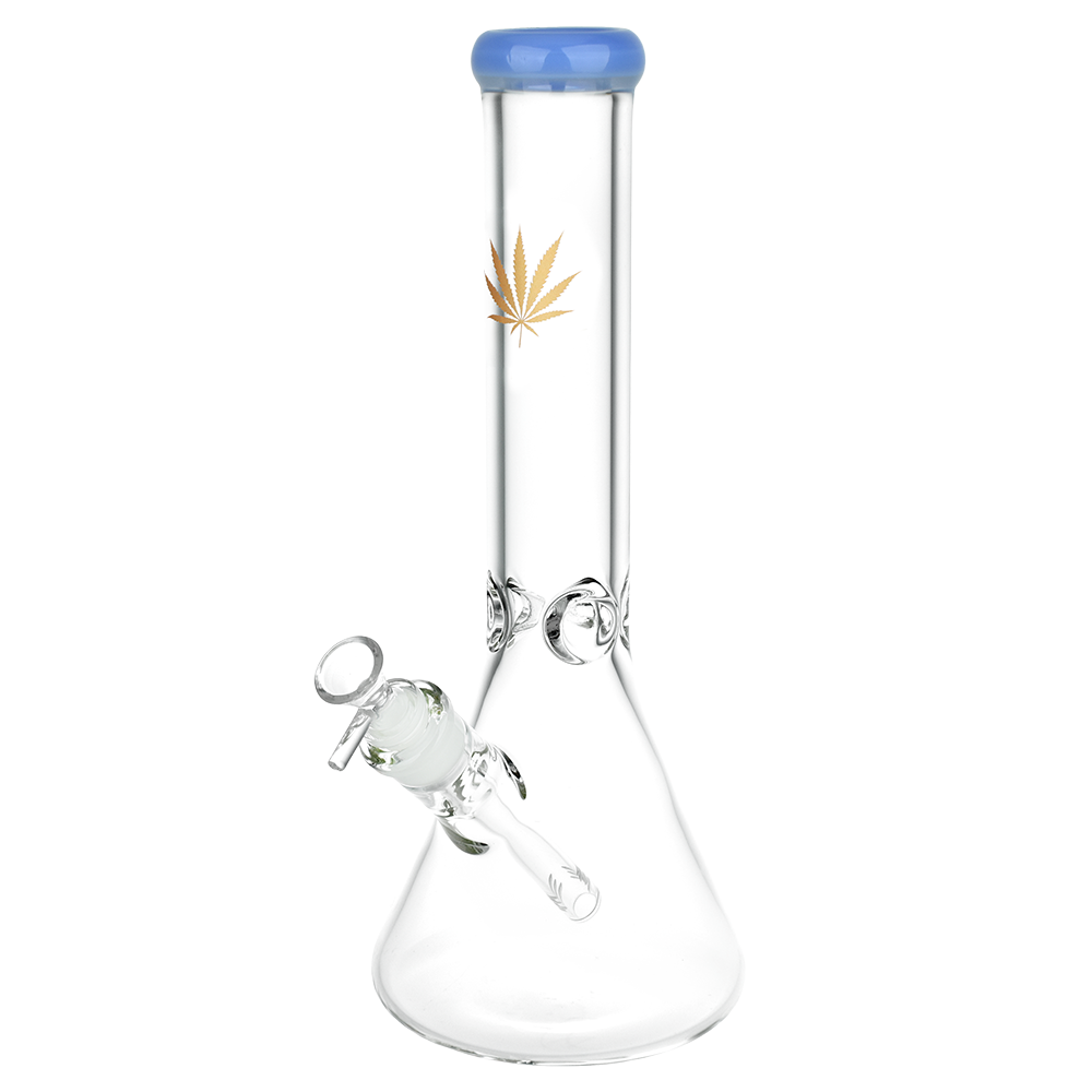 Classic Glass Gold Leaf Beaker Bong | Large | Blue