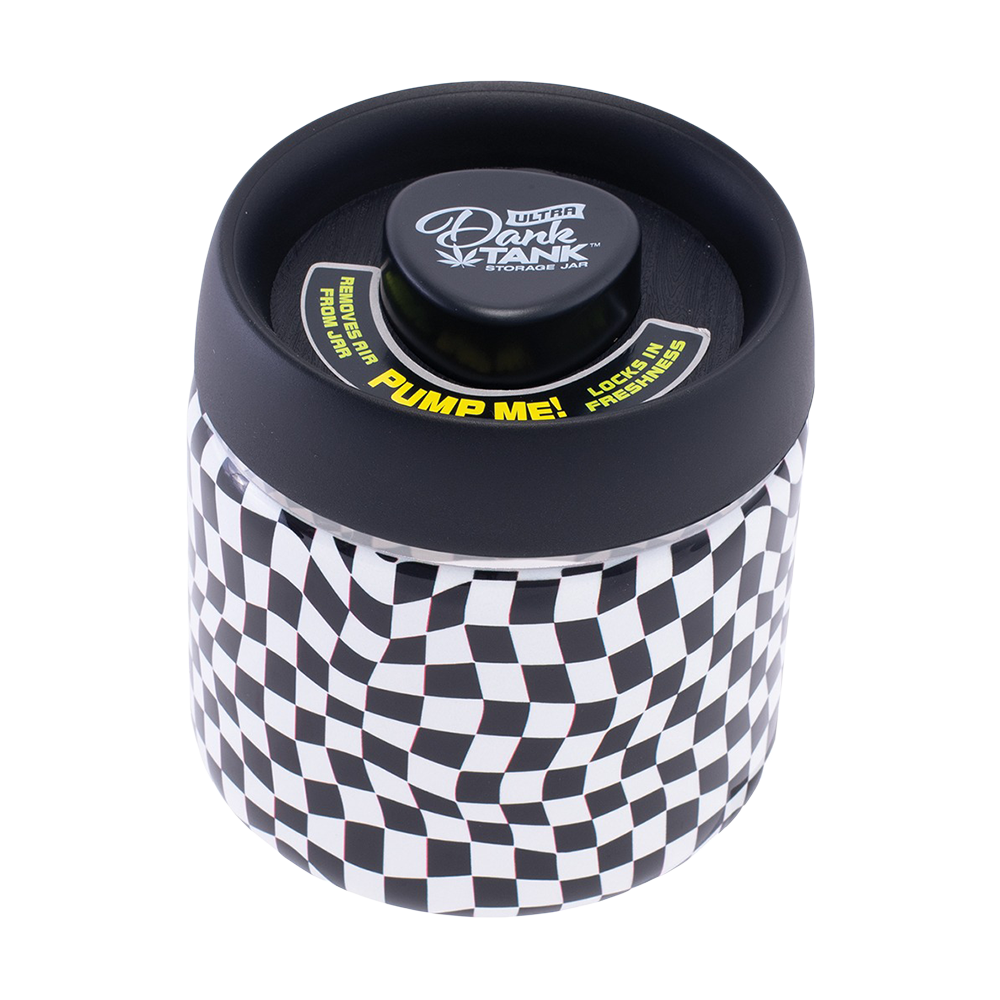 Dank Tank Vacuum Glass Jar | Checkerboard | Front View
