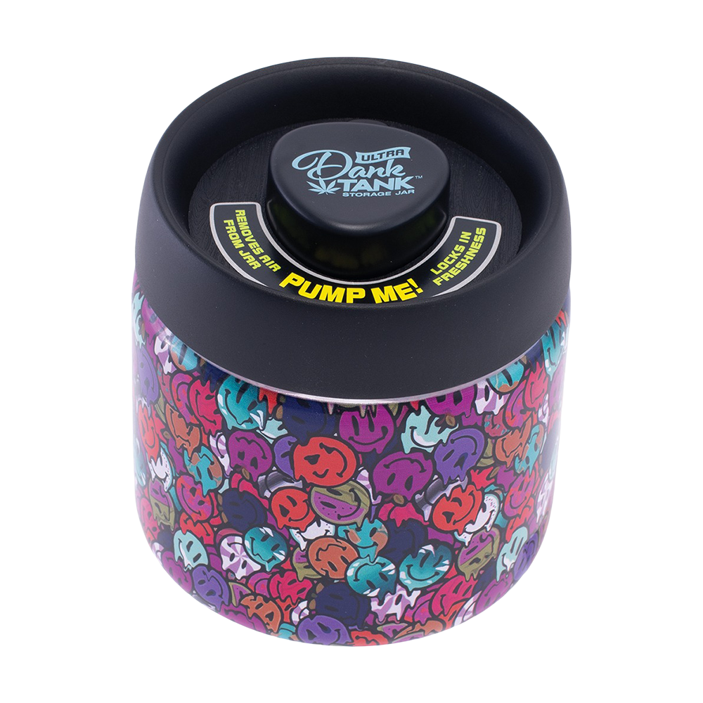 Dank Tank Vacuum Glass Jar | Melty Smiley | Front View