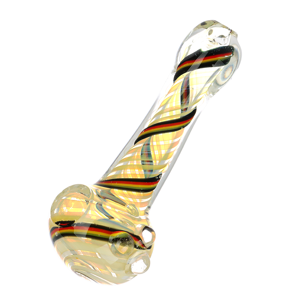 Fumed Rasta Swirl Spoon Pipe | Side View