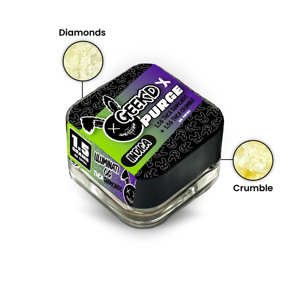 GEEK'D x PURGE THCA Diamonds & Crumble | Illuminati OG & Strawberry Cheesecake