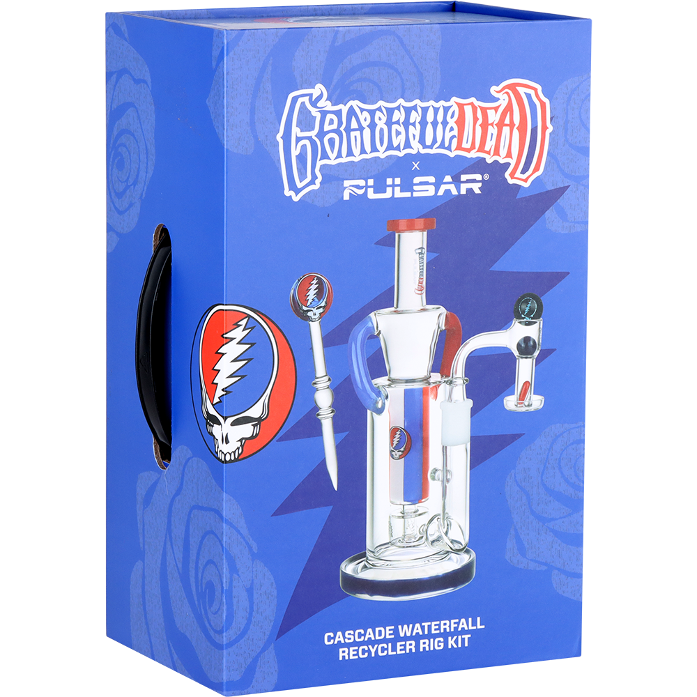 Grateful Dead x Pulsar Cascade Waterfall Recycler Dab Rig Set | Luxury Gift Box Packaging