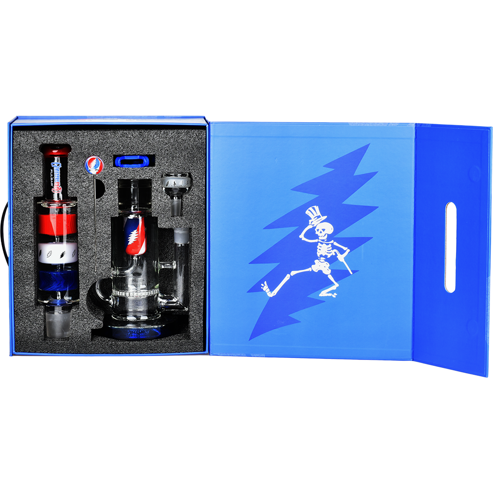 Grateful Dead x Pulsar Cool It Down Glycerin Stacker Bong Set | Packaging | Open View