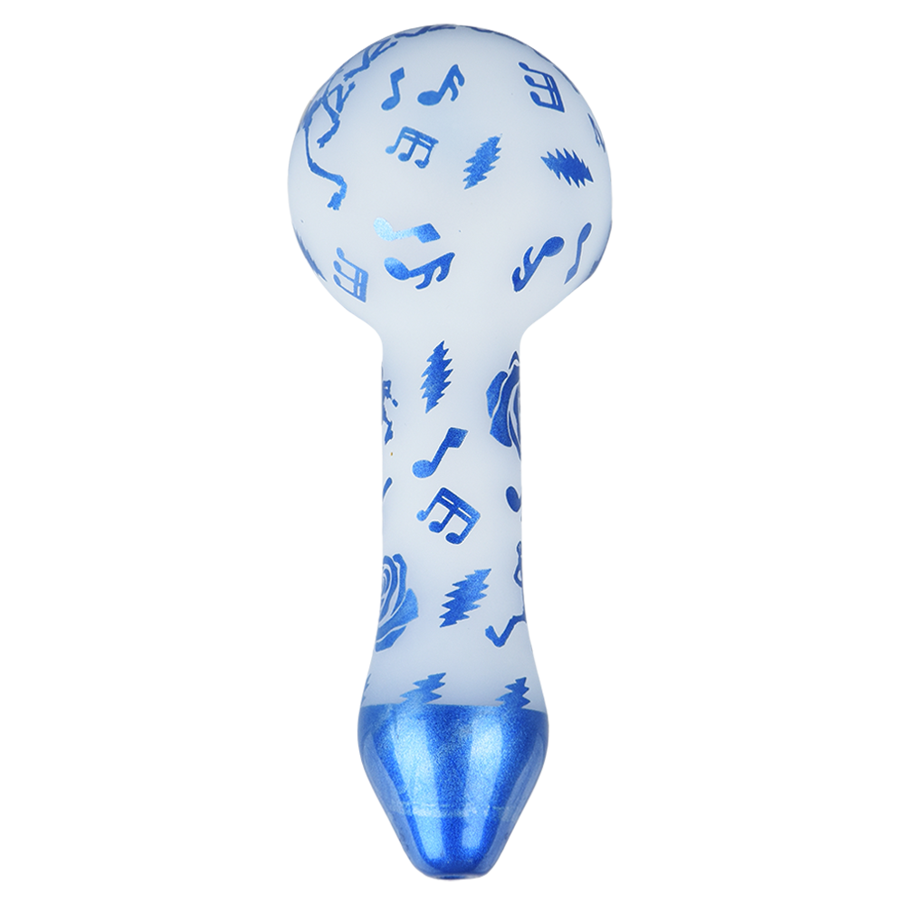 Grateful Dead x Pulsar Etched Spoon Pipe | Blue Sky Dancing Skellies | Bottom View