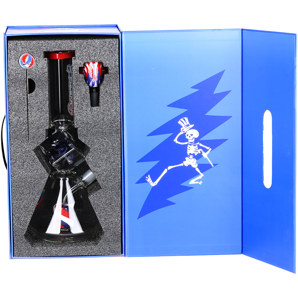 Grateful Dead x Pulsar Inception Cube Beaker Bong Set | Gift Box Packaging | Open View
