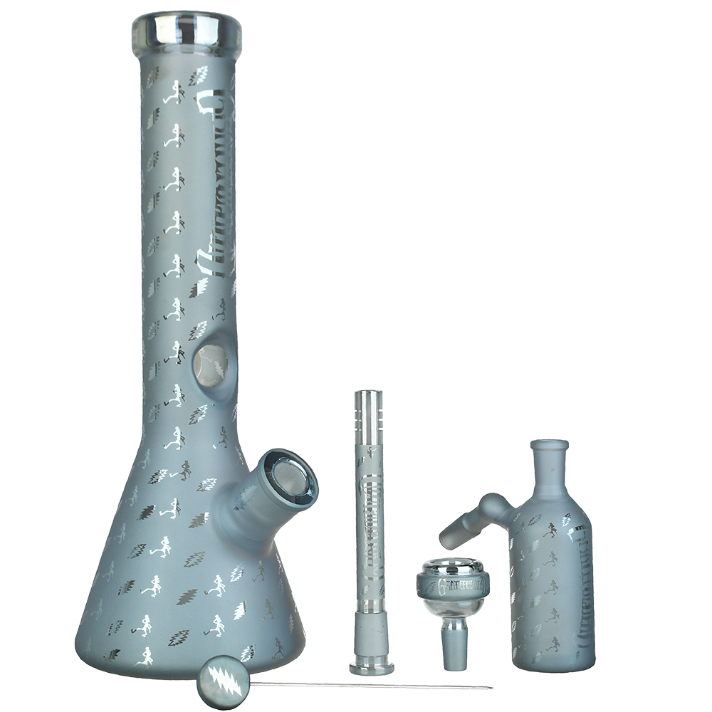 Grateful Dead x Pulsar Lightning Skellies Beaker Bong Set | Blue | Contents