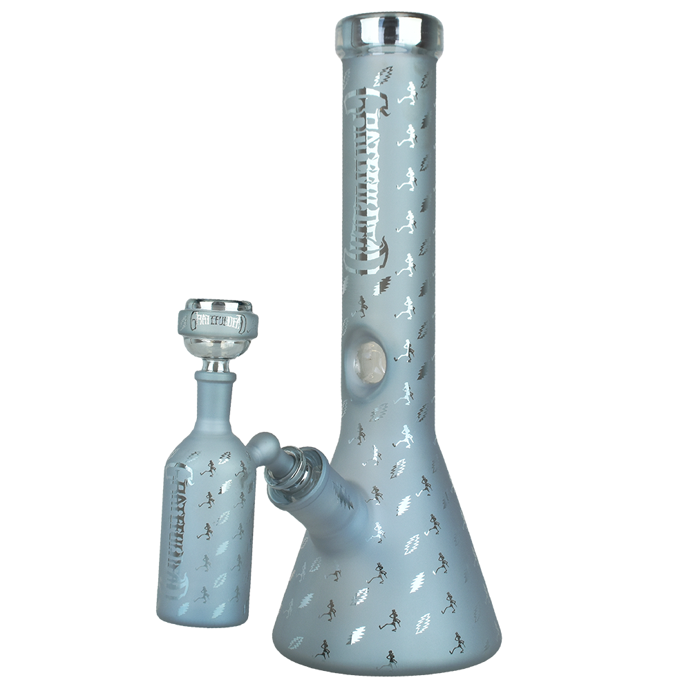 Grateful Dead x Pulsar Lightning Skellies Beaker Bong Set | Blue | Front View