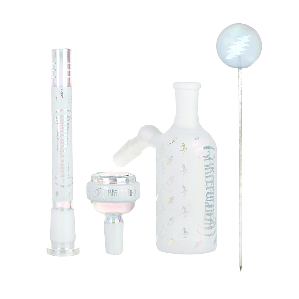 Grateful Dead x Pulsar Lightning Skellies Beaker Bong Set | Clear | Accessories