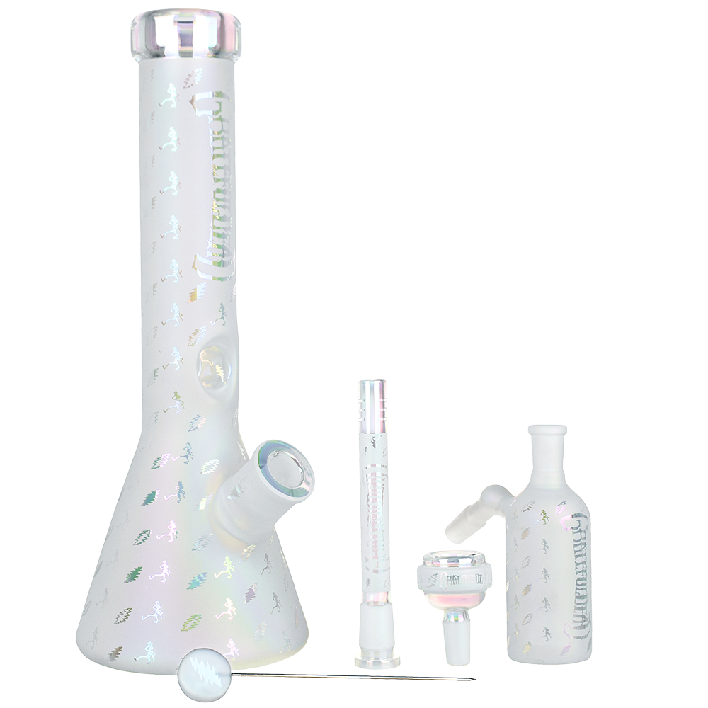 Grateful Dead x Pulsar Lightning Skellies Beaker Bong Set | Clear | Contents
