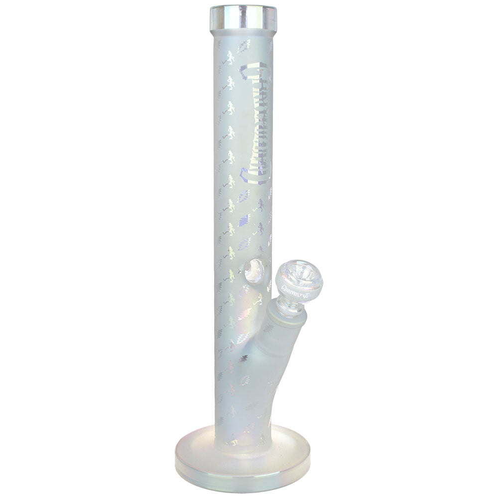 Grateful Dead x Pulsar Lightning Skellies Straight Tube Bong | White | Front View