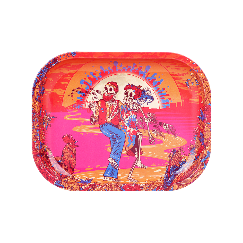 Grateful Dead x Pulsar Mini Metal Rolling Tray | Sunset Dance | Front View