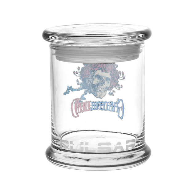 Skull and Roses Pop Top Glass Stash Jar Grateful Dead x Pulsar