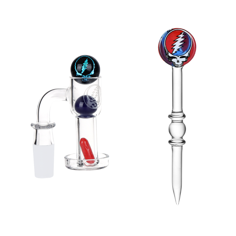 Grateful Dead x Pulsar Stealied Out Dab Rig Set | Terp Slurper Banger & Insert Set, Stealie Dab Tool