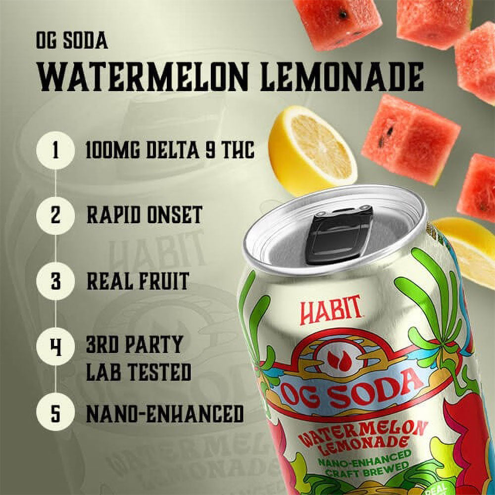 Habit D9 THC OG Soda | Watermelon Lemonade | Information