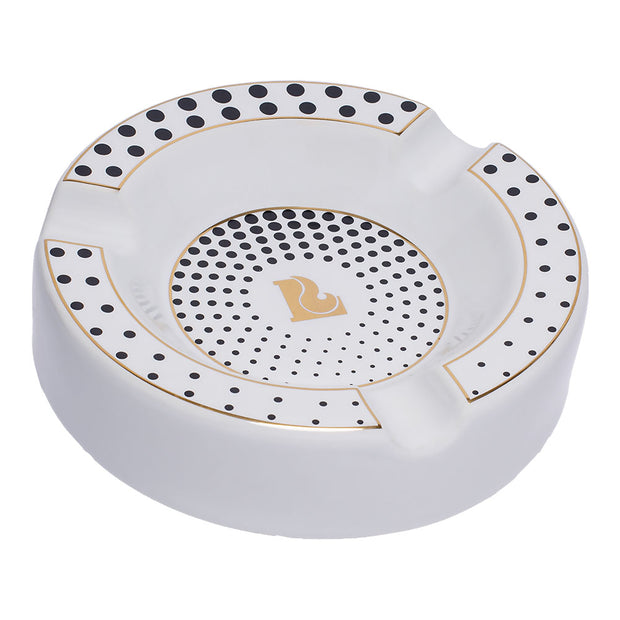 Lucienne Tapered Dots Round Ceramic Ashtray | White