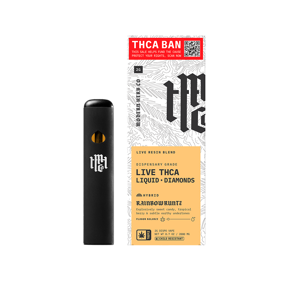 Modern Herb Co Liquid Diamonds THCA Disposable Vape | Rainbow Runtz | 2 Gram