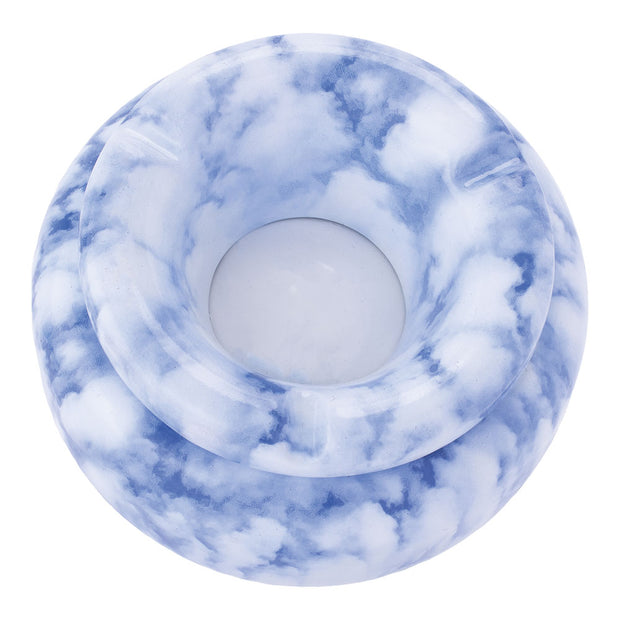 Moroccan Ceramic Ashtray | Marbled Blue | Top View