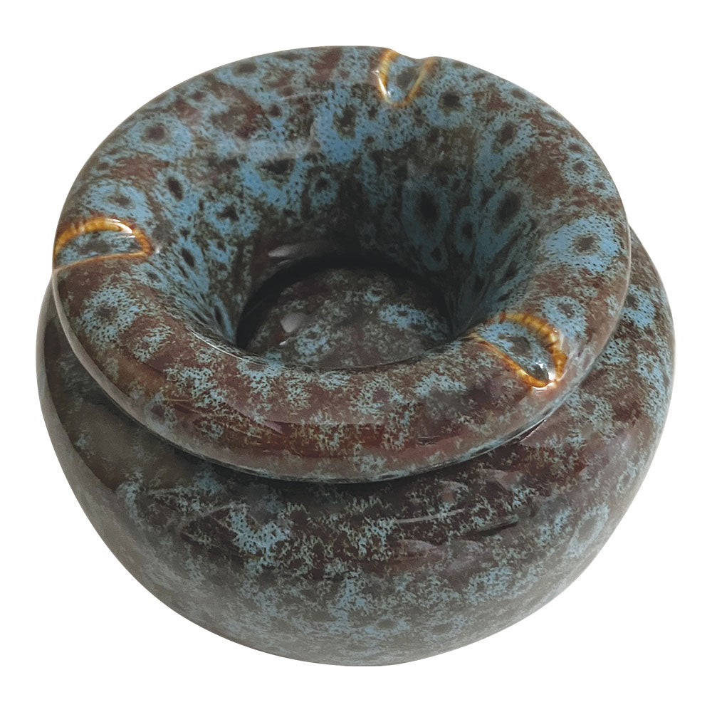 Moroccan Ceramic Ashtray | Reactive Blue | Top View