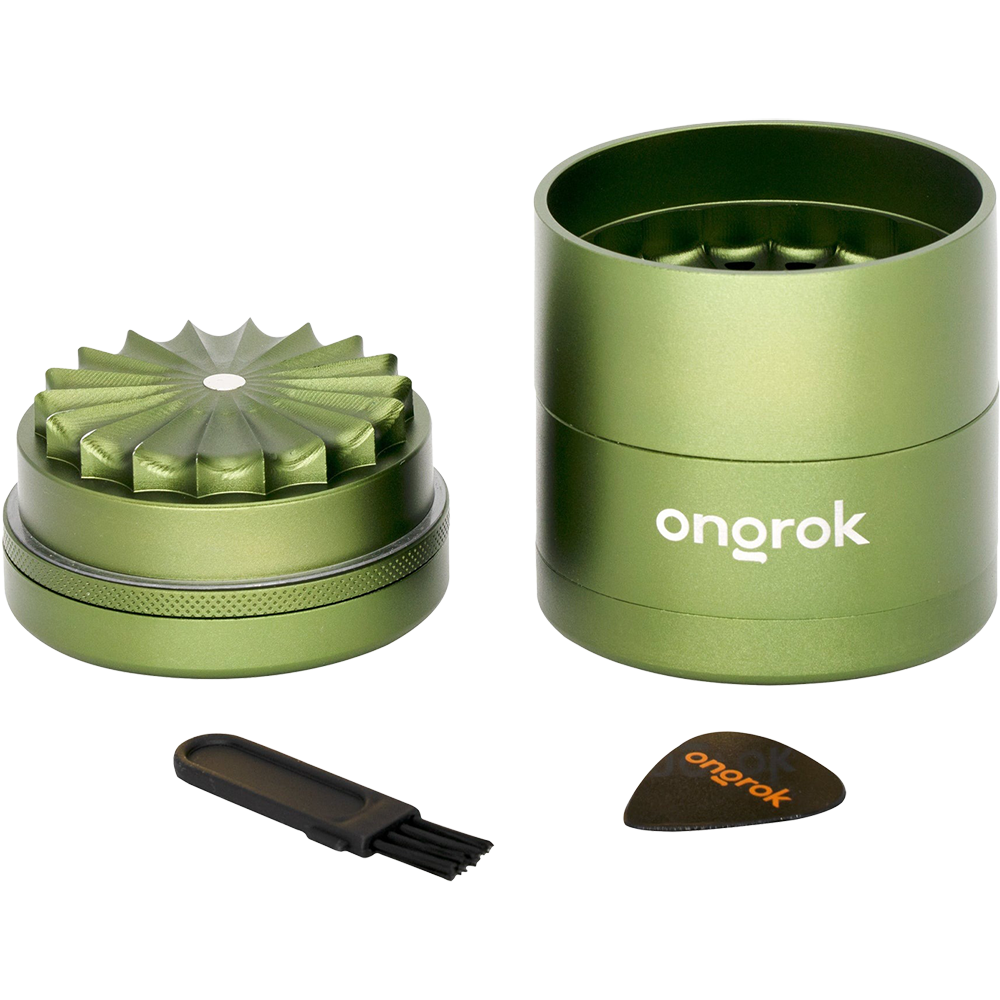 ONGROK Flower Petal Toothless Grinder | 2.5" | Green | Mill Chamber View