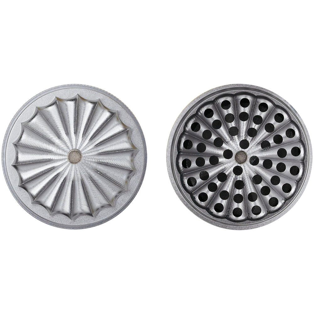 ONGROK Flower Petal Toothless Grinder | 2.5" | Silver | Flower-Shaped Mill