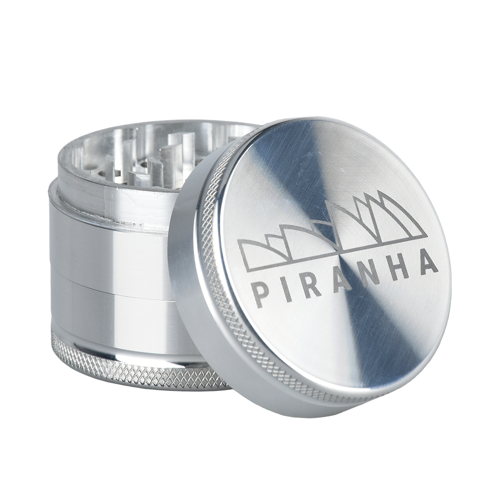 Piranha Aluminum Grinder | 3pc | 2" | Silver