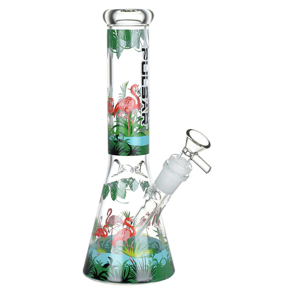 Pulsar Chillin' Flamingos Beaker Bong | Medium Size | Front View