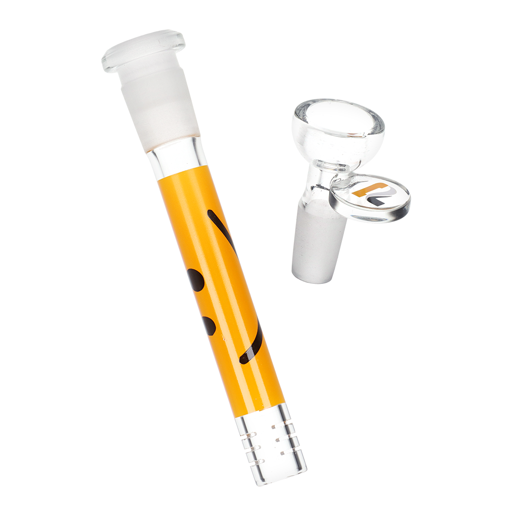 Pulsar Design Series Straight Tube Bong | Yin Yang Y'all | Matching Slitted Diffuser Downstem & Herb Slide