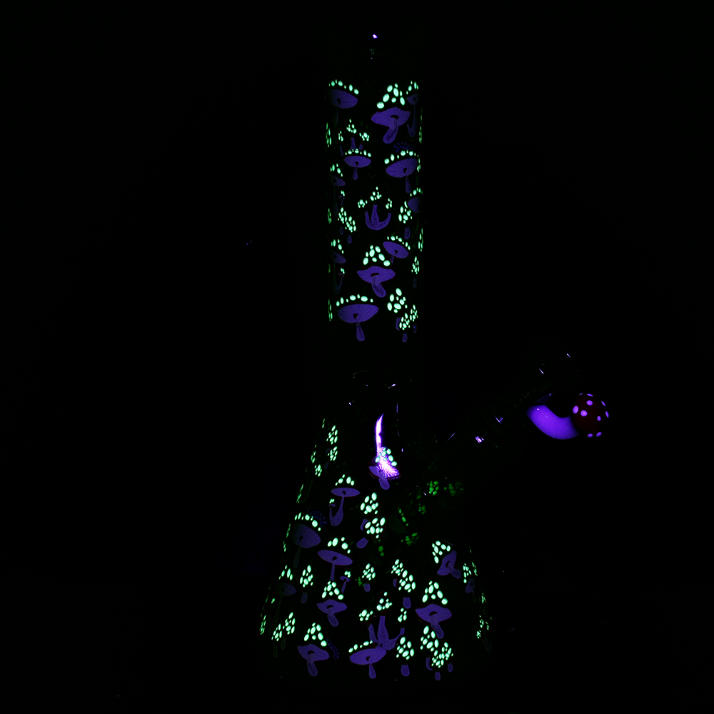 Pulsar Greatest Hits Series Herb Pipe Duo | Shroomiez | Beaker Bong Glow In The Dark Accents