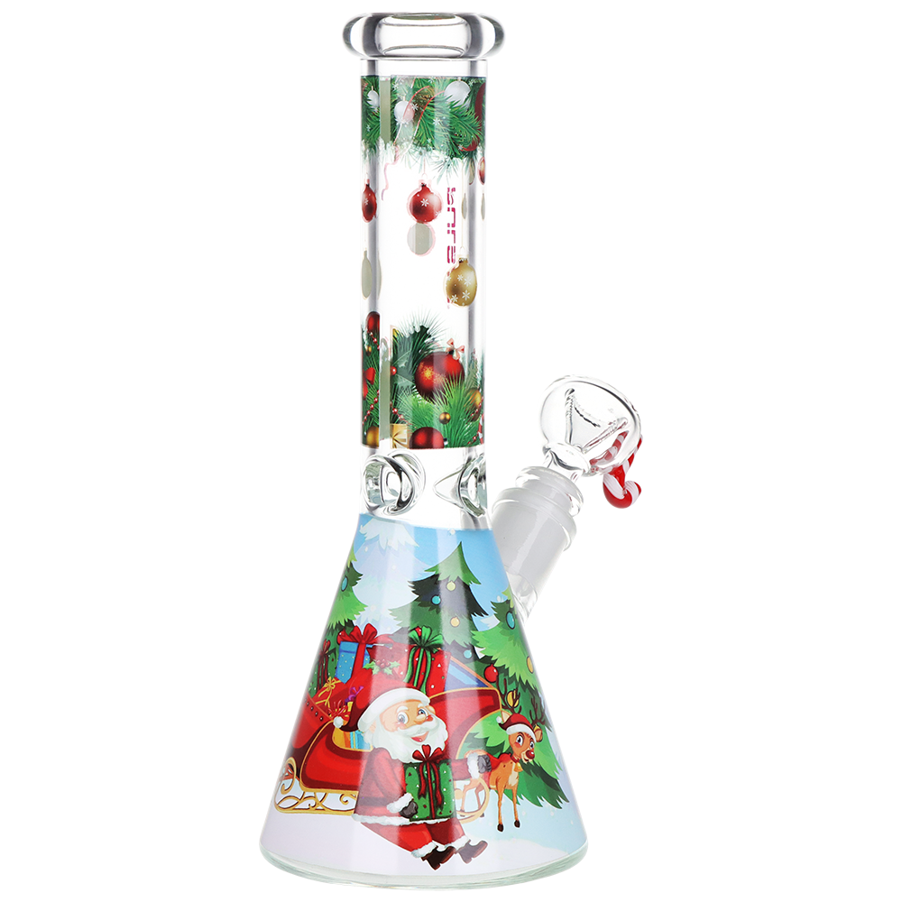 Pulsar Ho-Ho-Holiday Beaker Herb Pipe Duo | Bong Back View