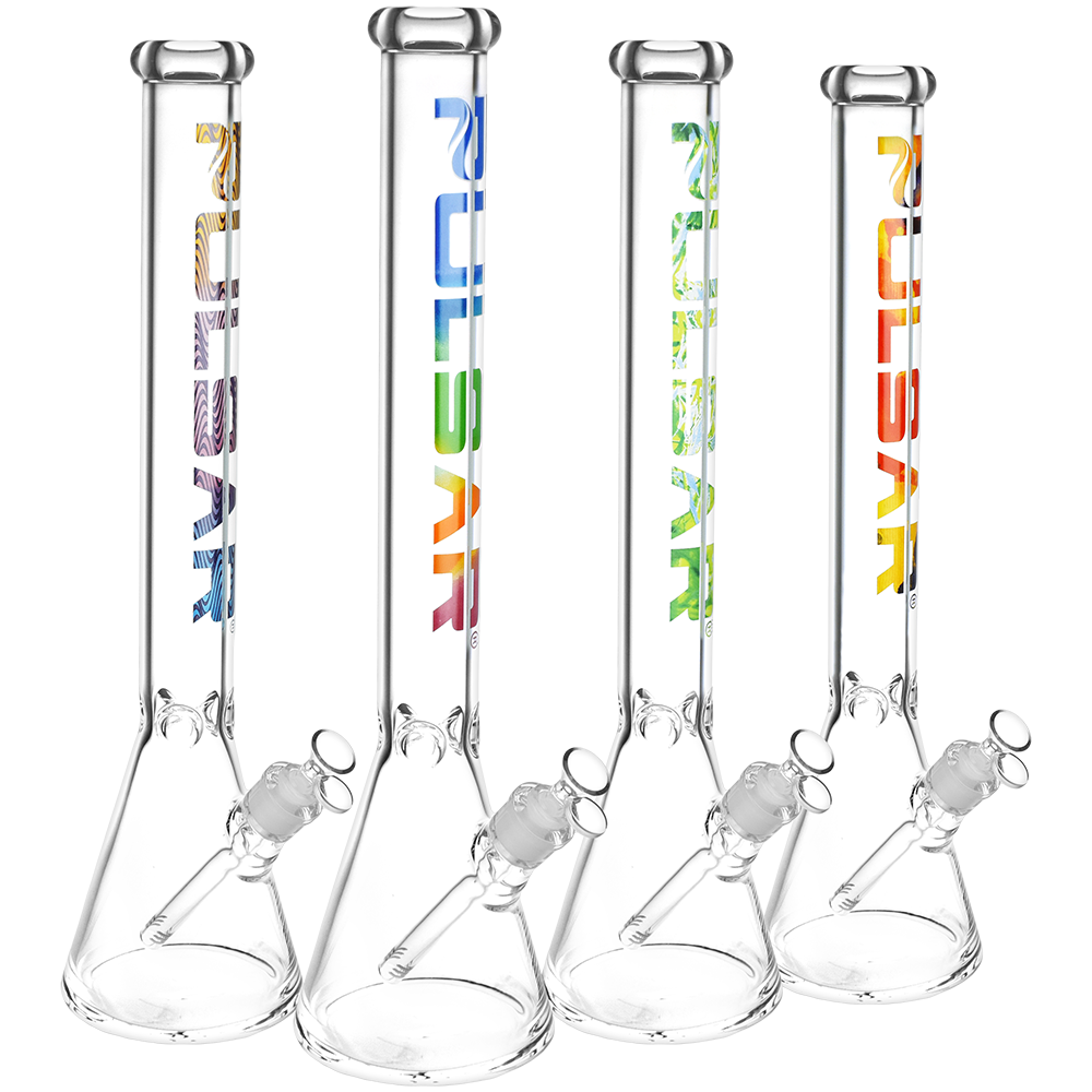 Pulsar Illustrated Logo Beaker Bong | Extra Large Size |