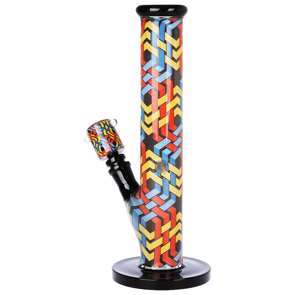 Pulsar Inside Print Straight Tube Bong | Wavy Weave | Back View