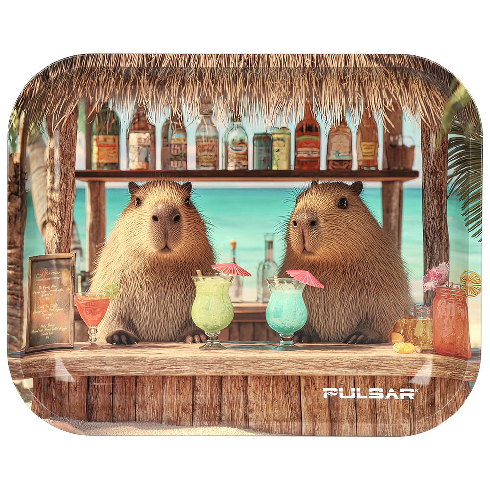 Pulsar Large Metal Rolling Tray | Capybara Cabana | Front View