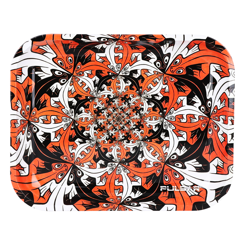Pulsar Large Metal Rolling Tray | Interlocking Lizards | Front View
