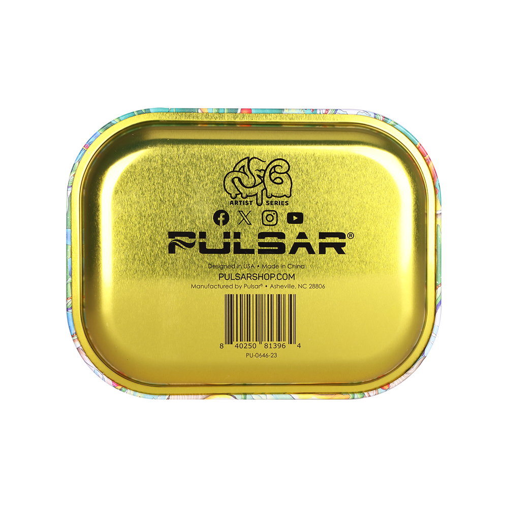 Pulsar Mini Metal Rolling Tray | The World Was Mad | Back View
