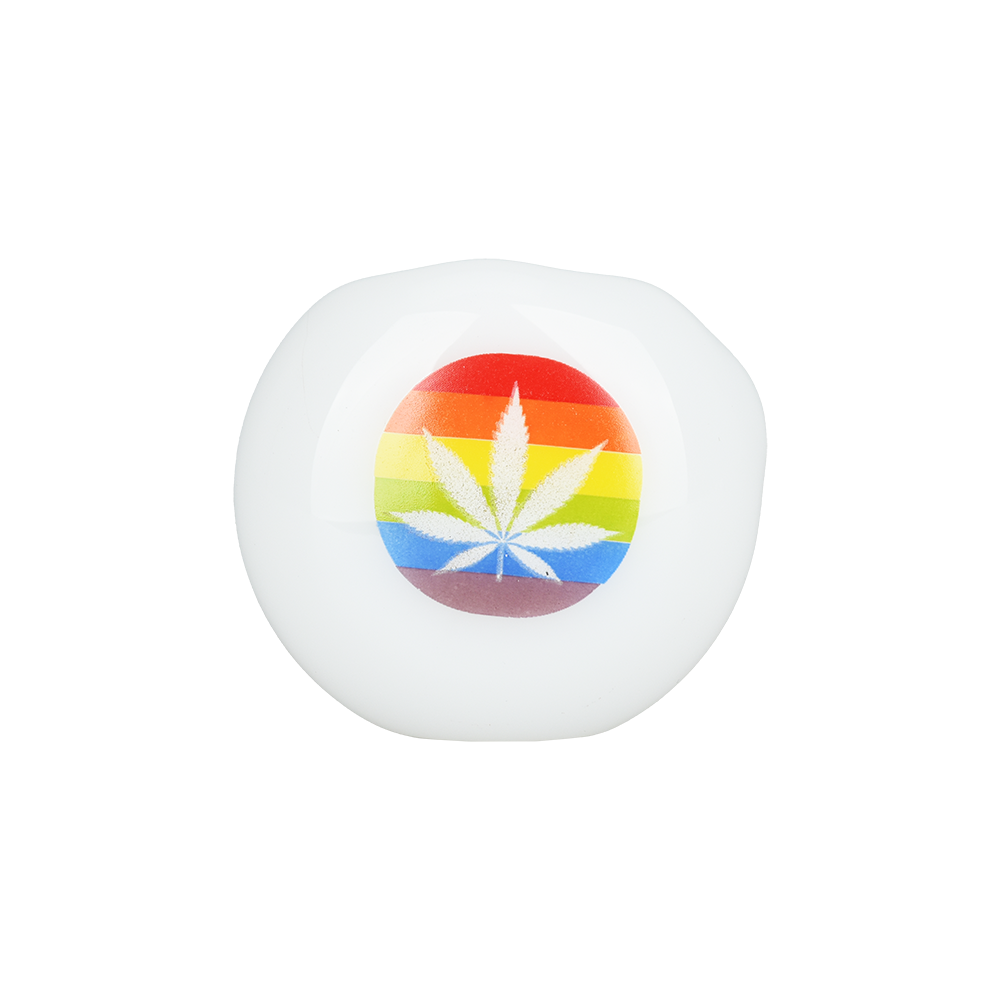 Rainbow Leaf Glow Spoon Pipe | Bowl View