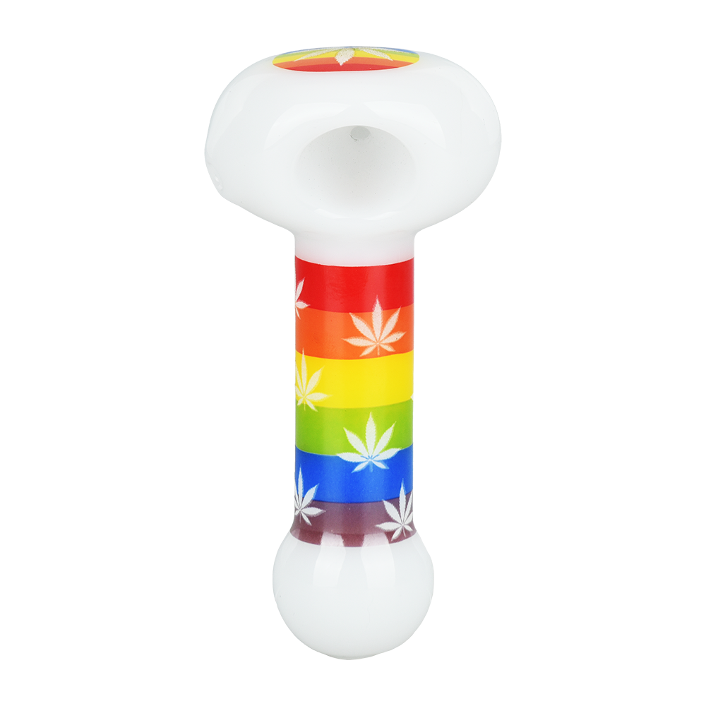 Rainbow Leaf Glow Spoon Pipe | Top View