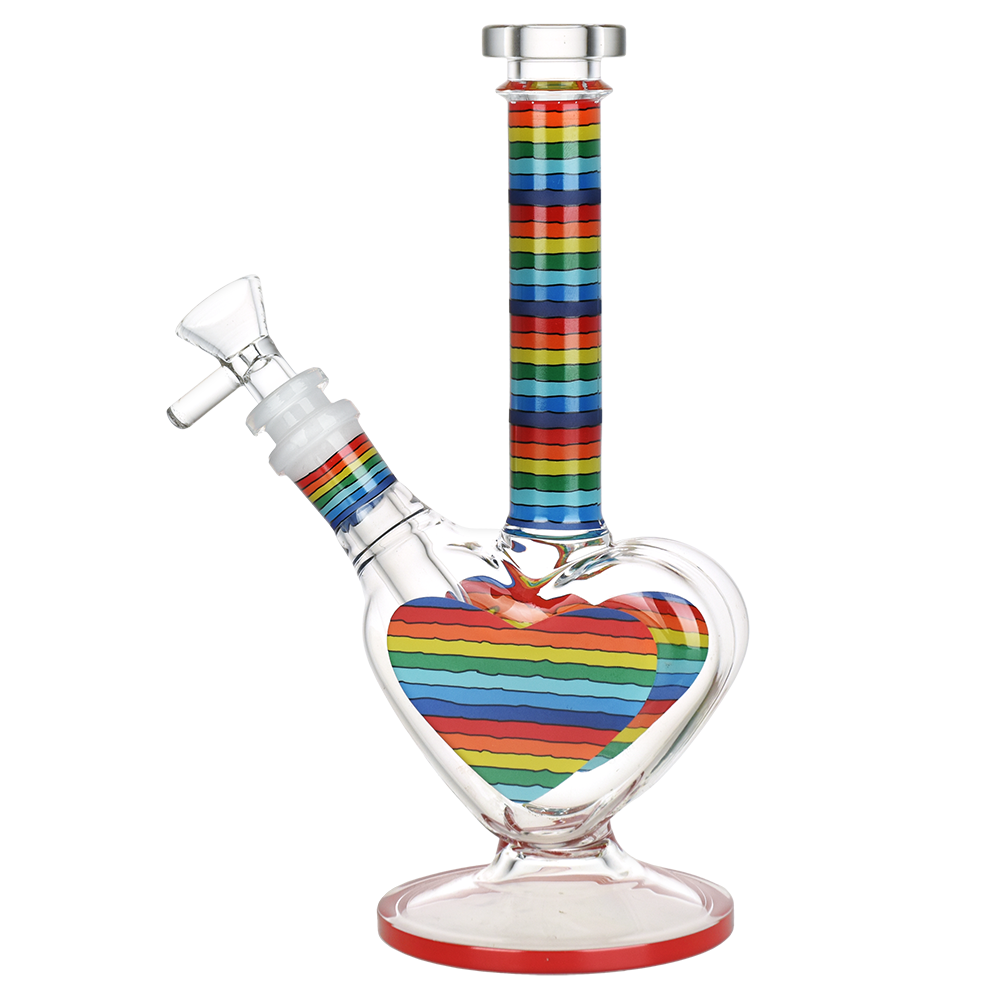 Rainbow Striped Heart Bong | Alt Side View