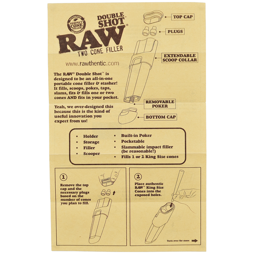 RAW Double Shot Two Cone Filler | Instructions