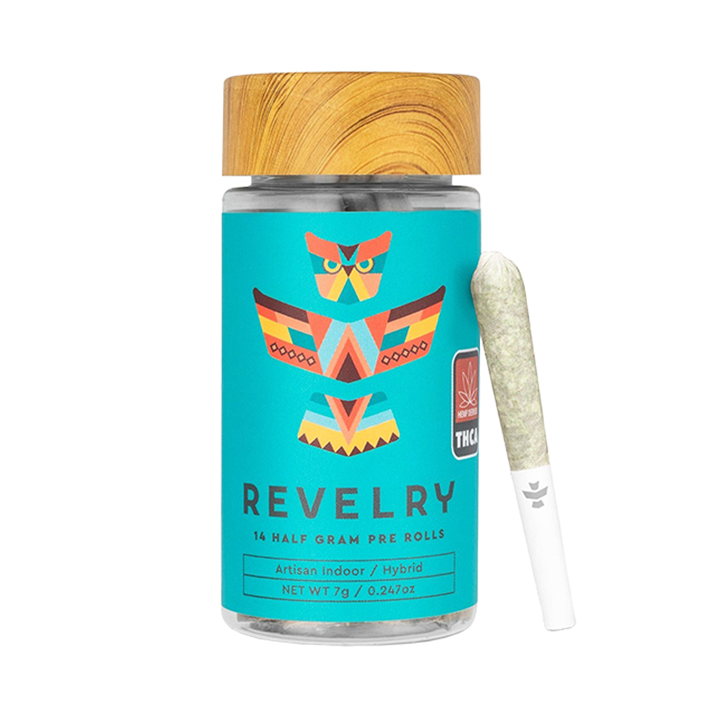 Revelry Premium Indoor THCA Pre-Rolls | Hybrid | 14 Piece Jar