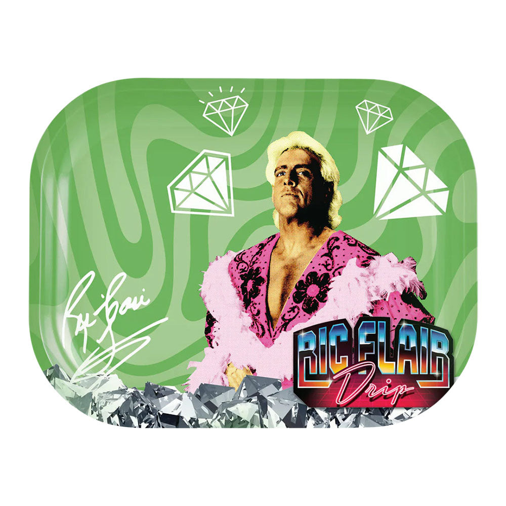 Ric Flair Drip Metal Rolling Tray | Pink Boa | Medium Size