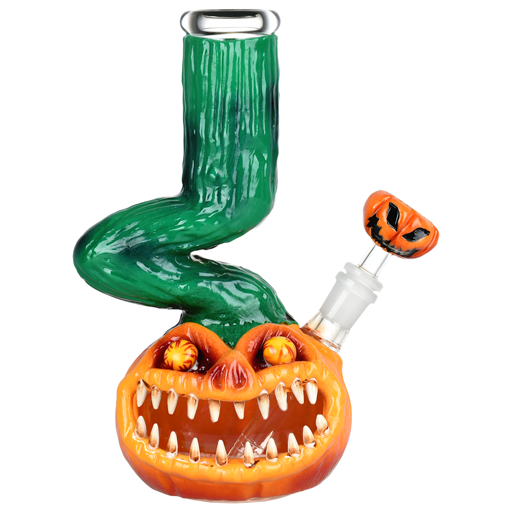 Scary Pumpkin Bent Neck Bong | Front View