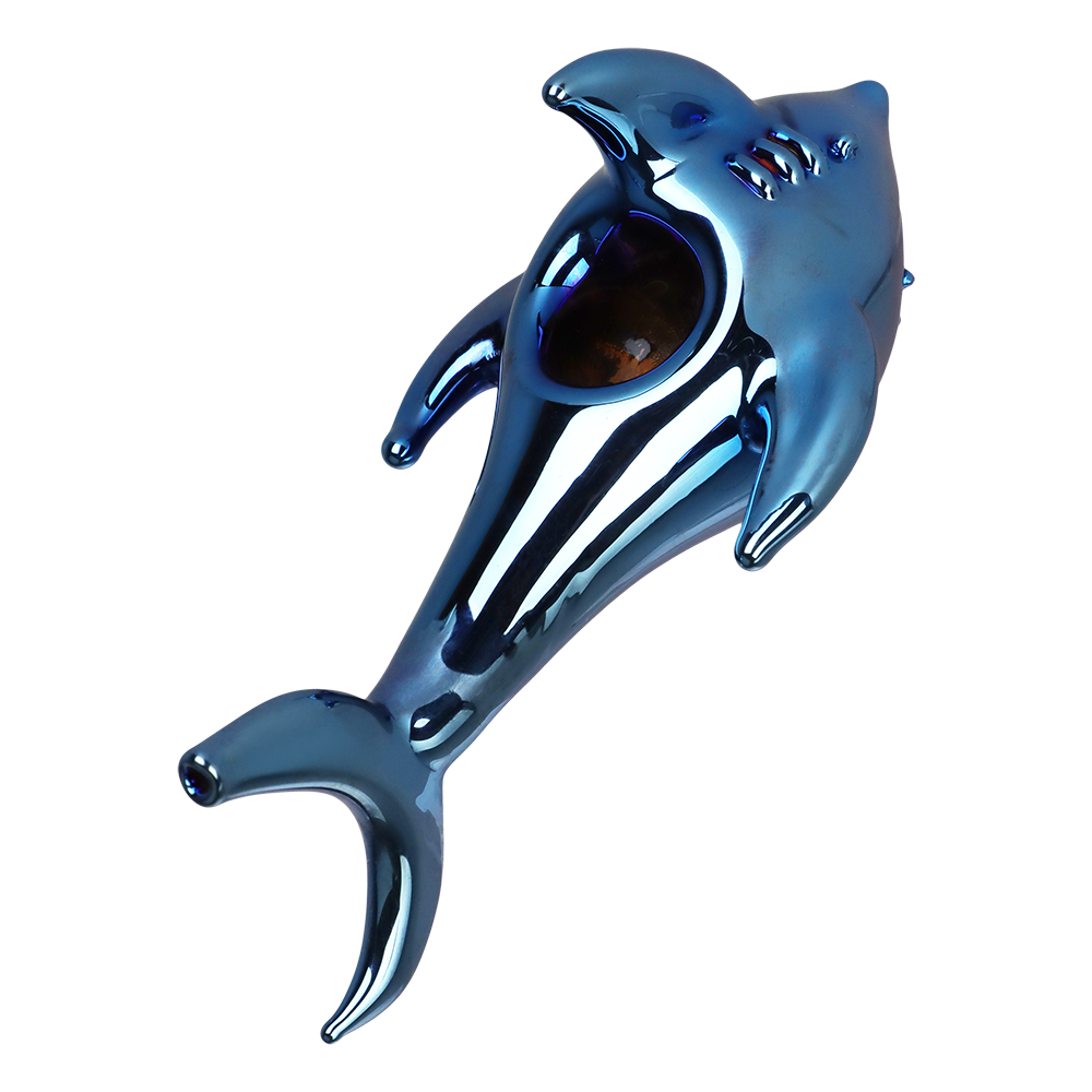 SeshGear Cobalt Chomper Electroplated Hand Pipe | Top Mouthpiece View