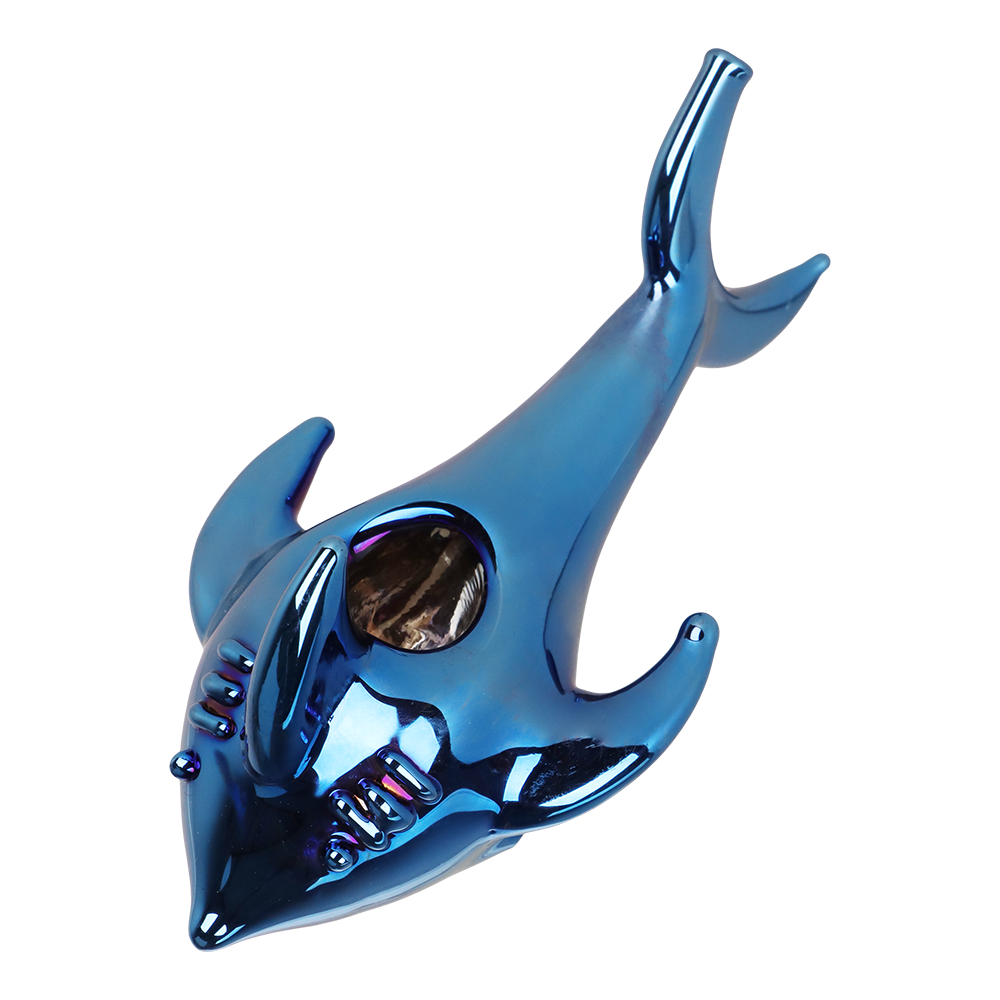 SeshGear Cobalt Chomper Electroplated Hand Pipe | Top Bowl View