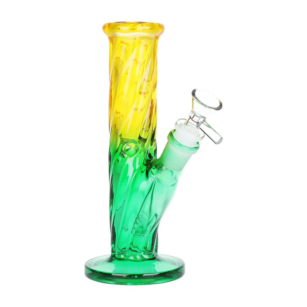 SeshGear Ombre Twist Straight Tube Bong | Yellow Green Gradient
