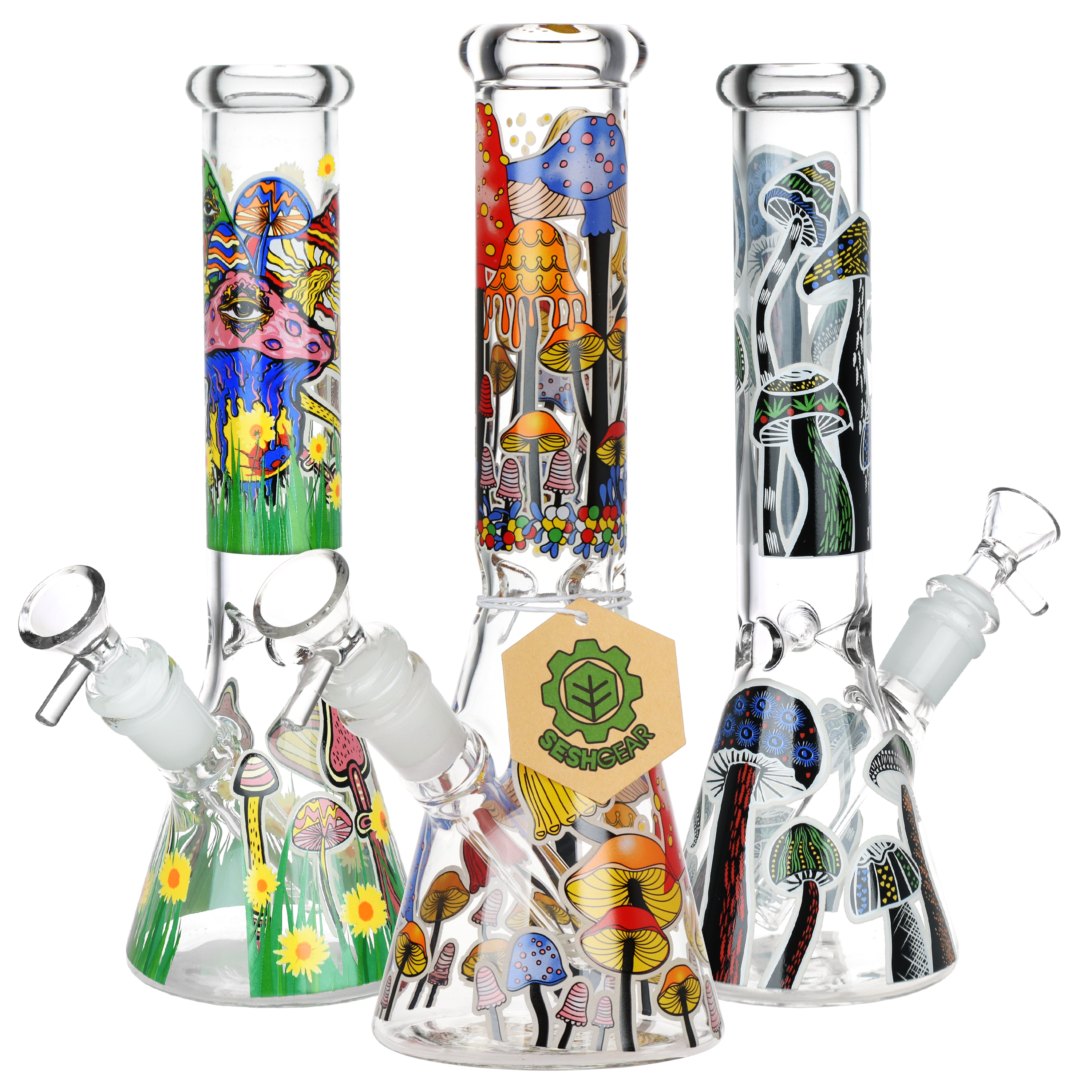SeshGear Shroom Silhouette Glow Beaker Bong | Group