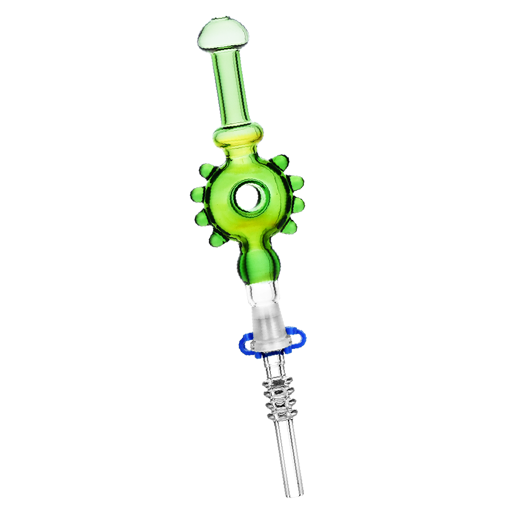 Studded Donut Dab Straw | Quartz Tip | Green