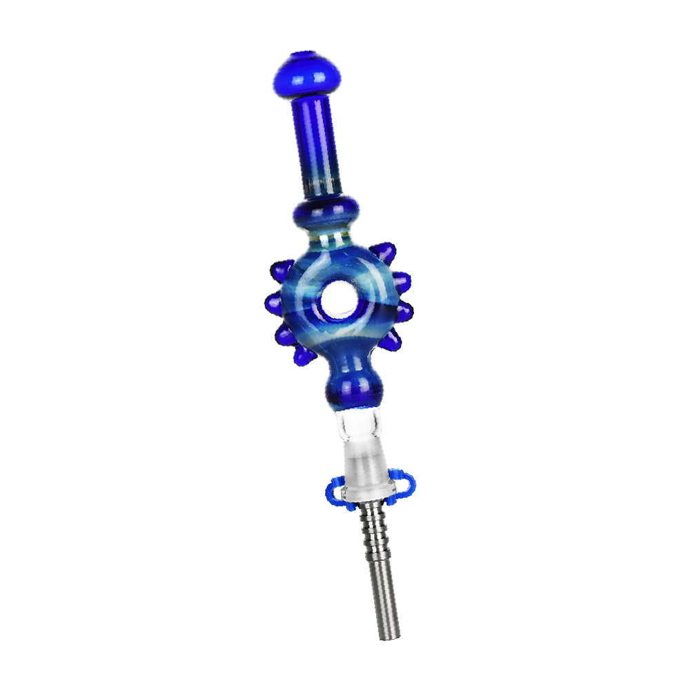 Studded Donut Dab Straw | Titanium Tip | Blue