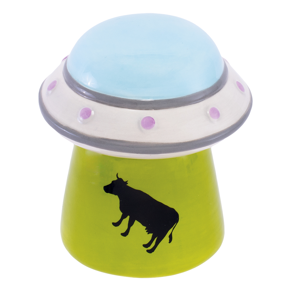 UFO Cow Ceramic Stash Jar | Front View